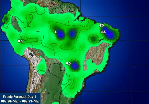 巴西大豆主产区最新天气预报图表3月20日 - 食