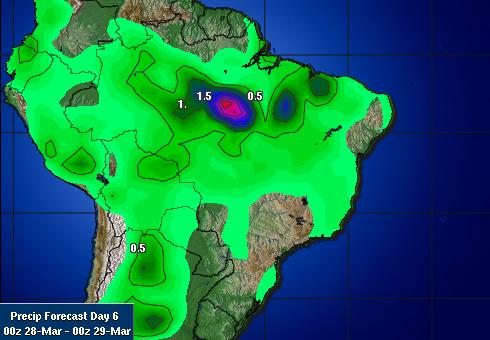 巴西大豆主产区最新天气预报图表3月23日