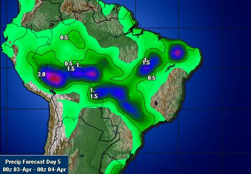 巴西大豆主产区最新天气预报图表(3月30日)