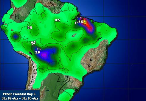 巴西大豆主产区最新天气预报图表(3月30日)