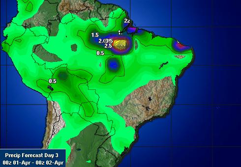 巴西大豆主产区最新天气预报图表(3月30日)