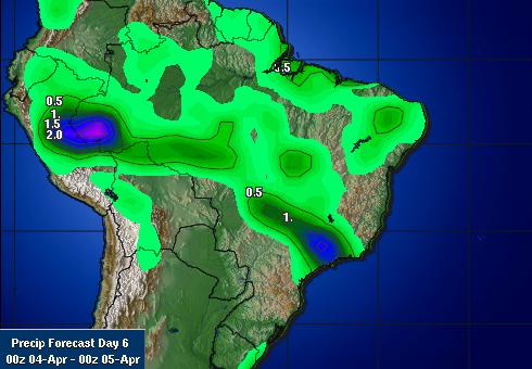 巴西大豆主产区最新天气预报图表(3月30日)